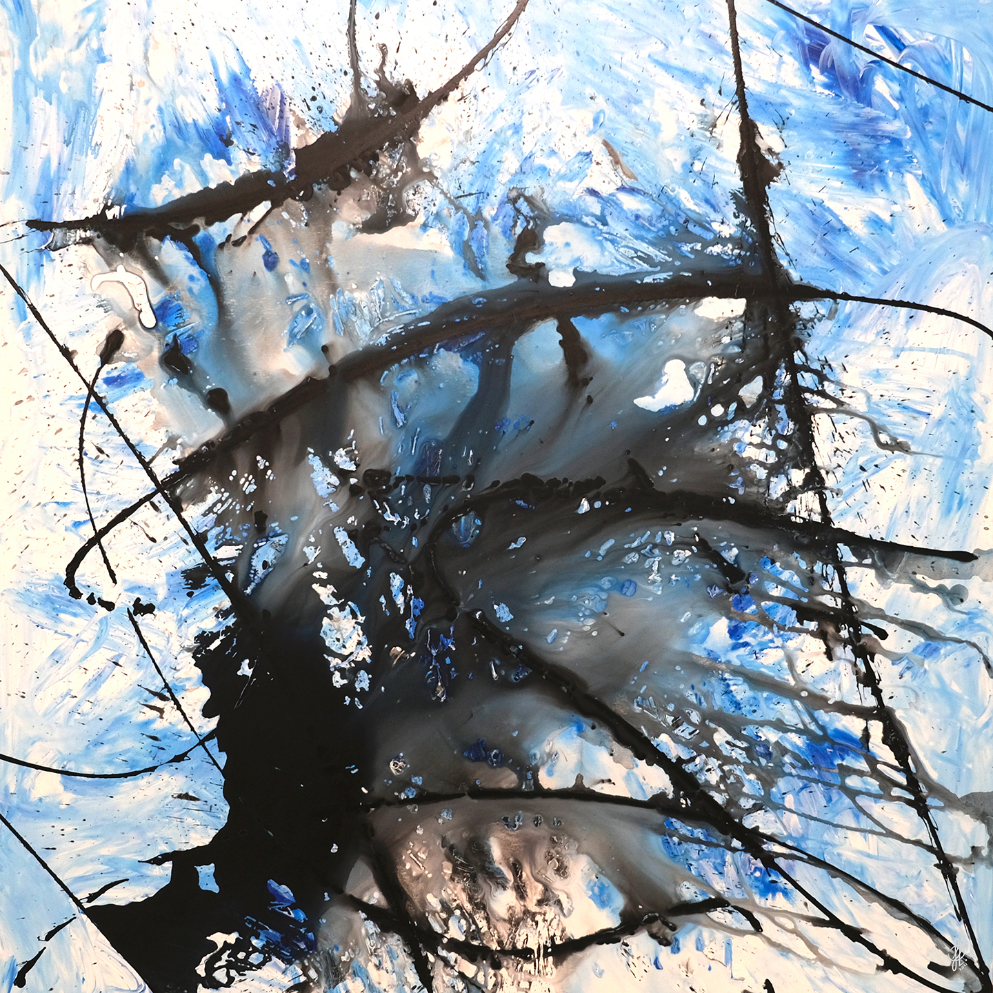 Blue Octopus Jacob Lund Art - Jacob Lund Art Maleri