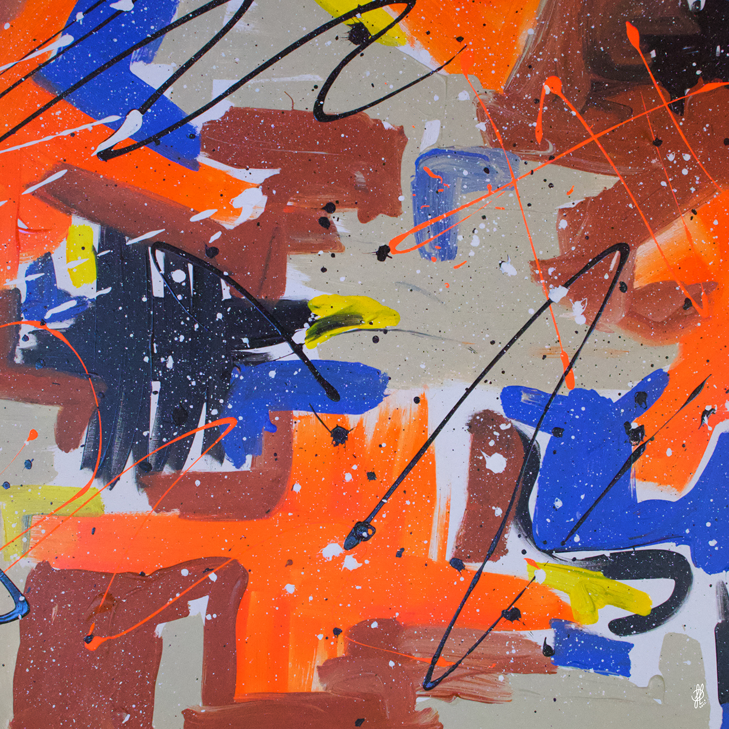 Orange Party Jacob Lund Art - Jacob Lund Art Maleri