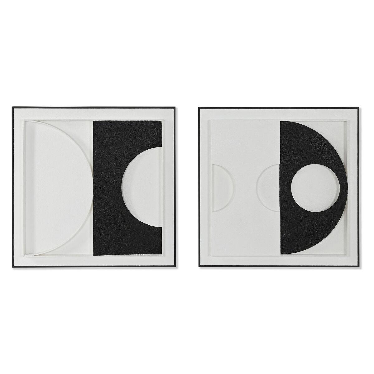 Hvid Maleri Home Esprit Sort Abstrakt Moderne Enheder - Maleri  - 8424002165925