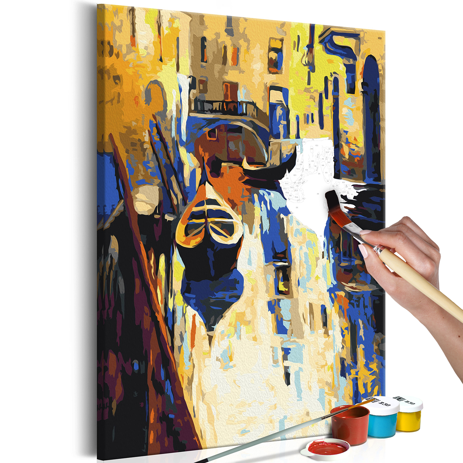 Multifarvet Artgeist Diy Lærred Maleri Venice Gondoler Venedig 60x40 - Artgeist Maleri  - 5903301902521