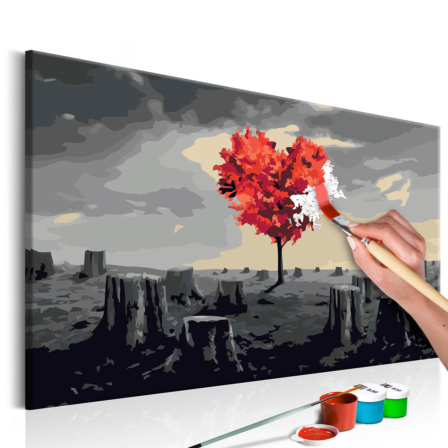 Multifarvet Artgeist Diy Lærred Maleri Heart Shaped Tree 60x40 - Artgeist Maleri  - 5903301902705