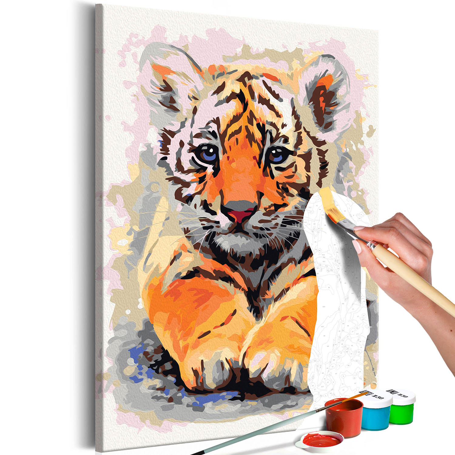 Multifarvet Artgeist Diy Lærred Maleri Baby Tiger 60x40 - Artgeist Maleri  - 5903301902781