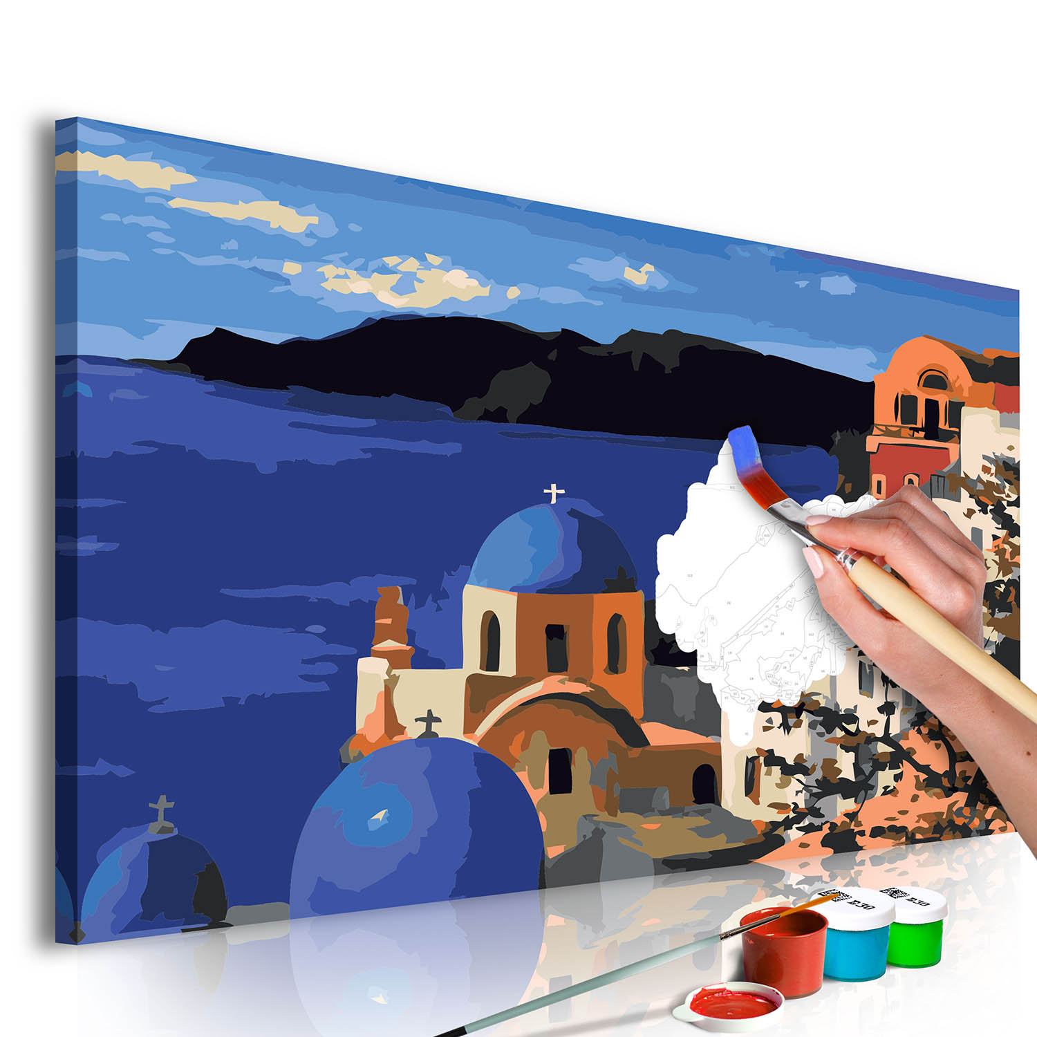 Multifarvet Artgeist Diy Lærred Maleri Santorini 60x40 - Artgeist Maleri  - 5903301902811