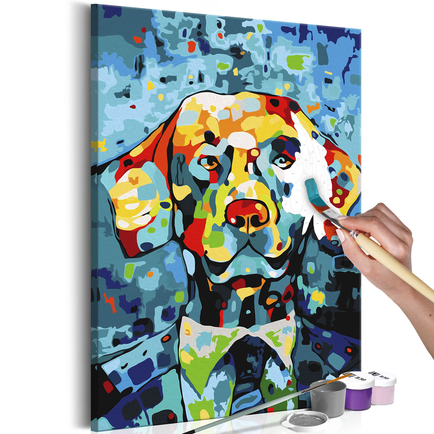 Multifarvet Artgeist Diy Lærred Maleri Dog Portrait 60x40 - Artgeist Maleri  - 5903301902910
