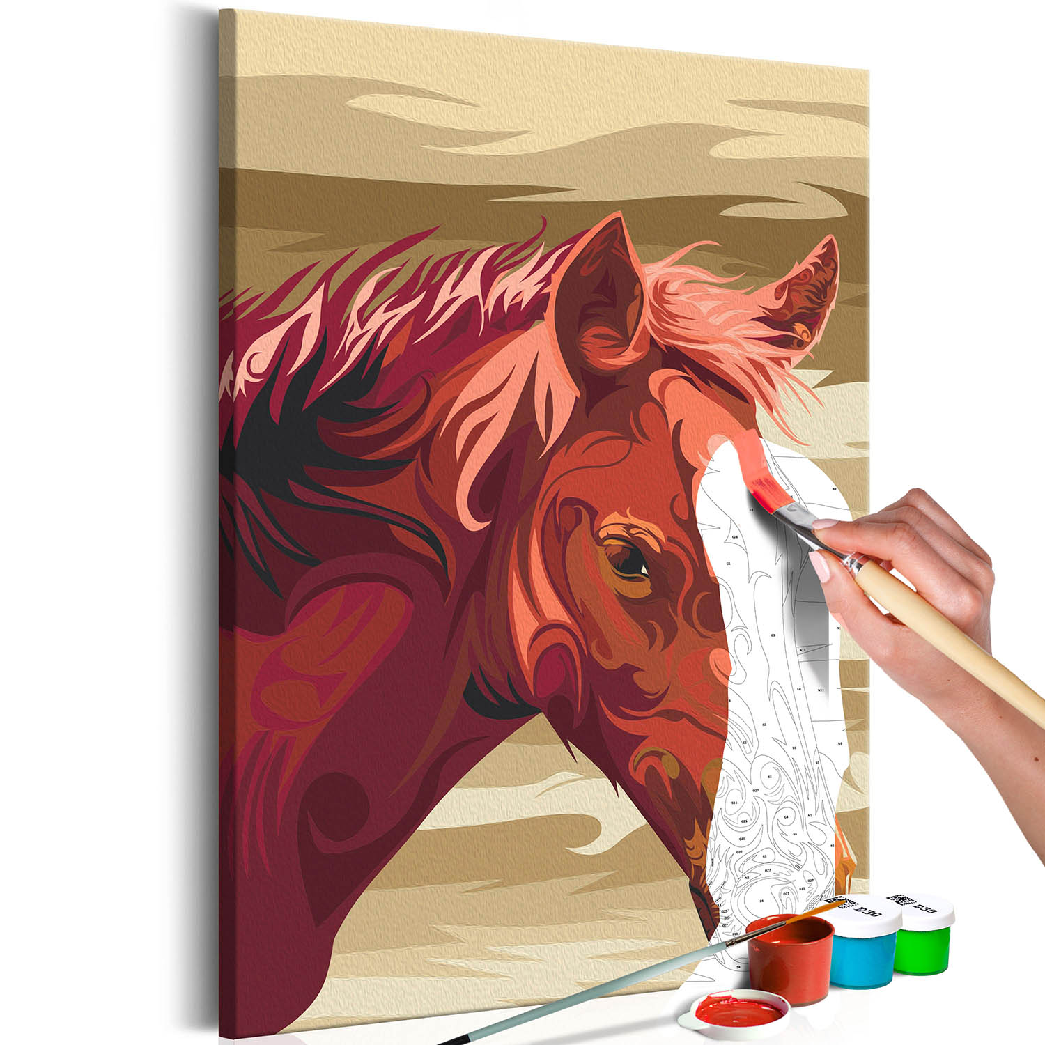 Artgeist Diy Lærred Maleri Brown Horse 60x40 - Artgeist Maleri  - 5903301903139