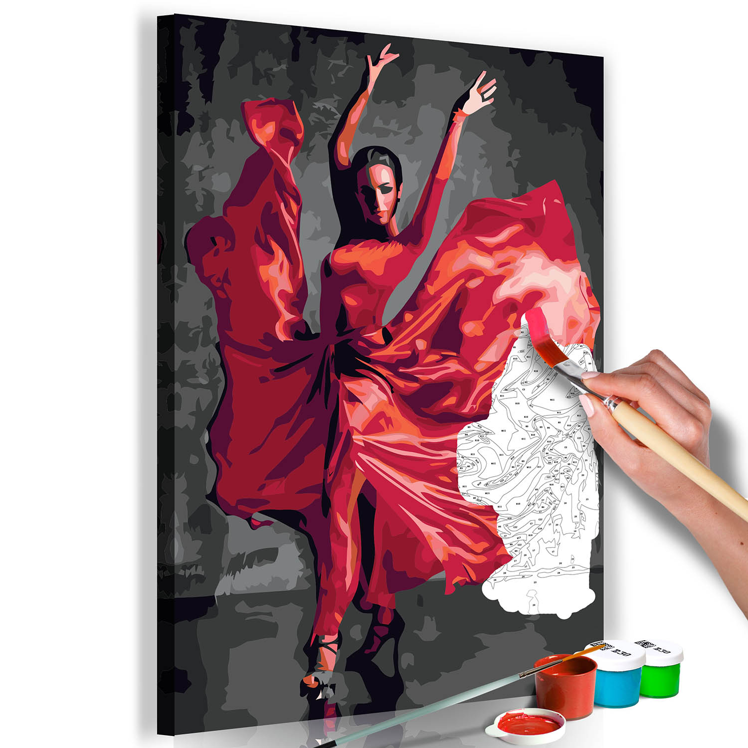 Multifarvet Artgeist Diy Lærred Maleri Red Dress 60x40 - Artgeist Maleri  - 5903301903207