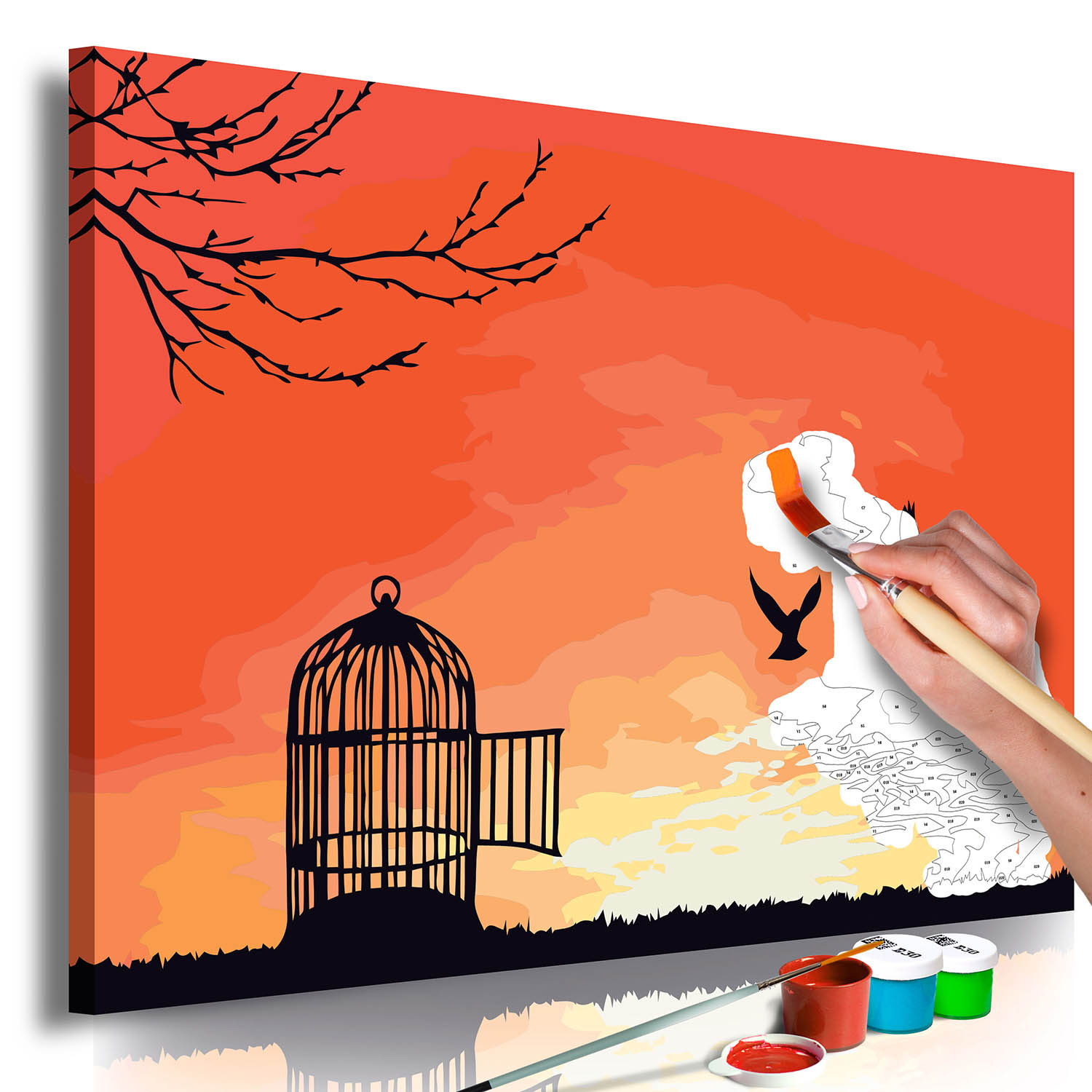 Multifarvet Artgeist Diy Lærred Maleri Open Cage 60x40 - Artgeist Maleri  - 5903301903245