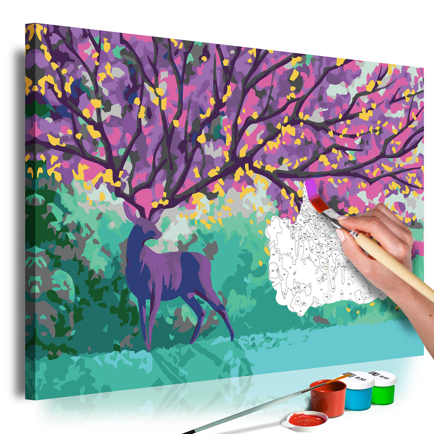 Lilla Artgeist Diy Lærred Maleri Purple Deer 60x40 - Artgeist Maleri  - 5903301903252