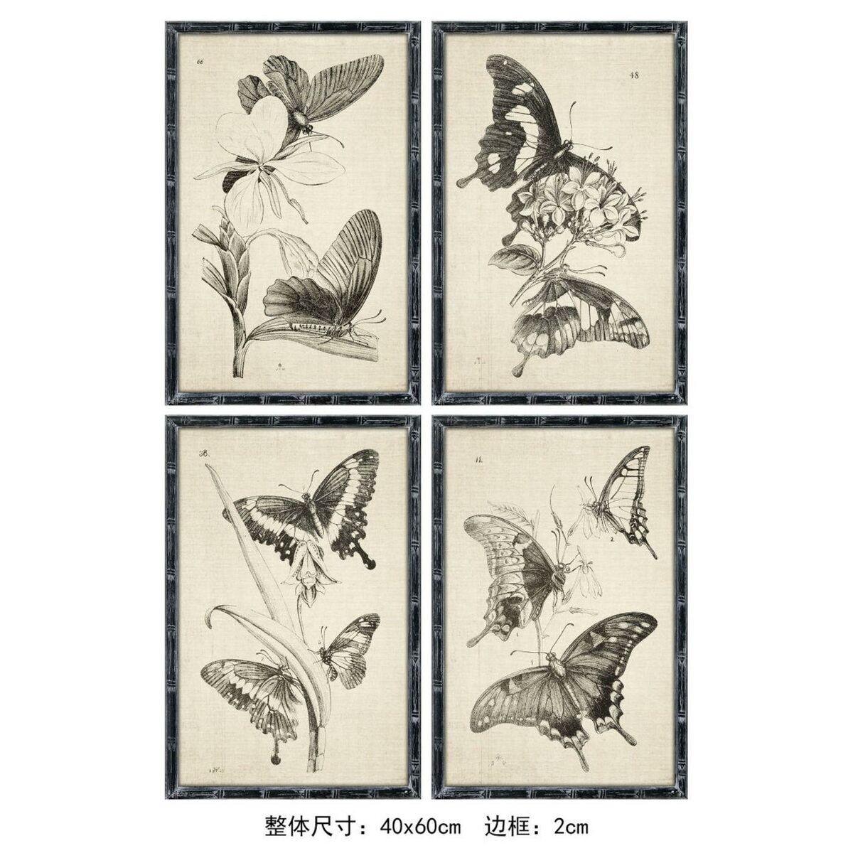 Maleri Sommerfugle Cottage Dele - Dkd Home Decor Maleri  - 8424002013585
