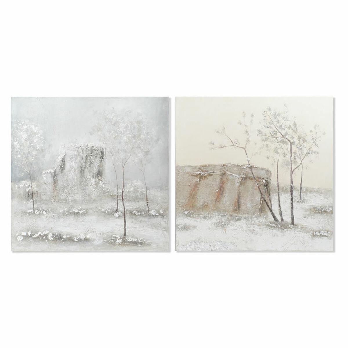 Maleri Lærred 100 100 Træer Cottage Enheder - Dkd Home Decor Maleri  - 8424001849147