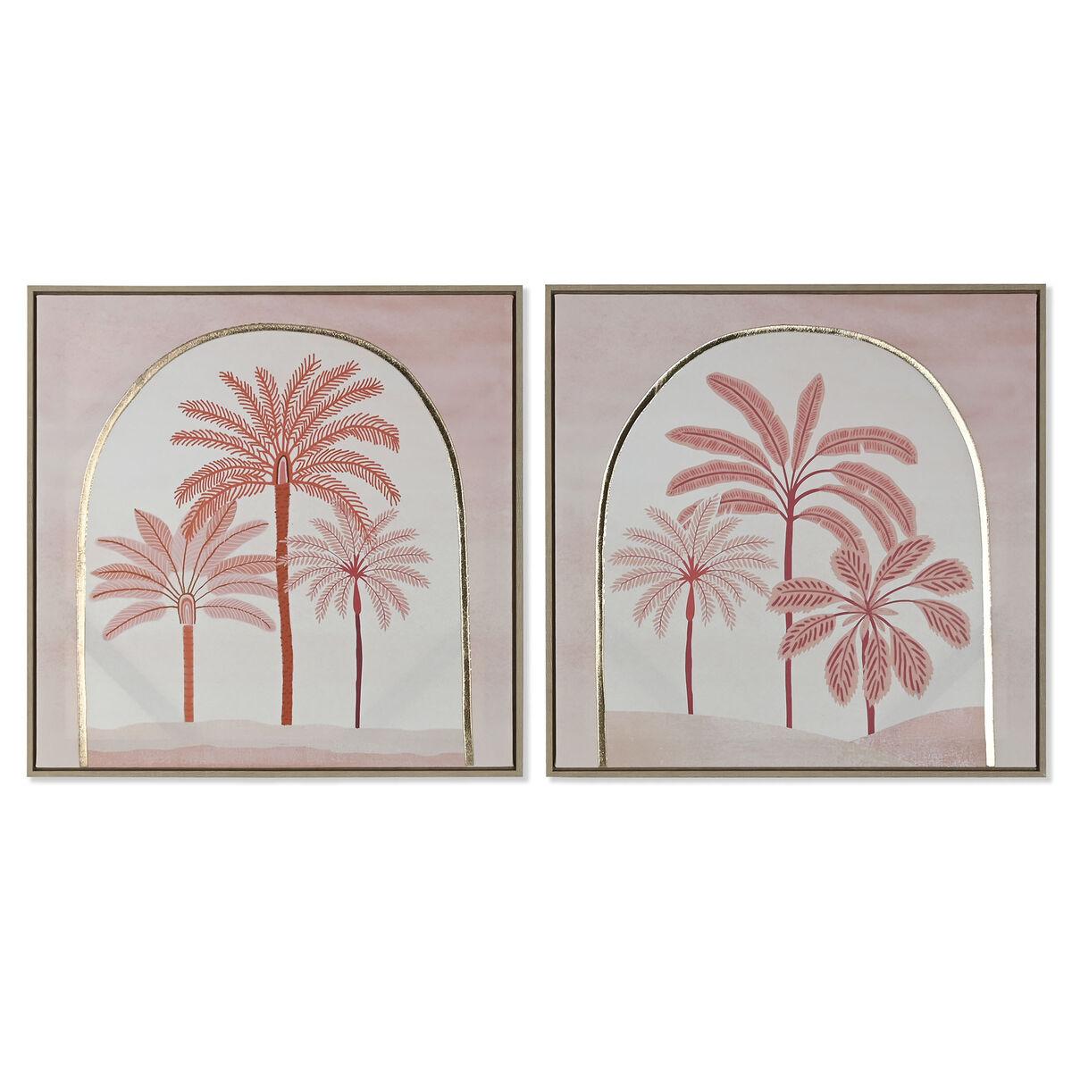 Maleri Home Esprit Beige Koral Palmer Kolonistil Enheder - Maleri  - 8424002161064