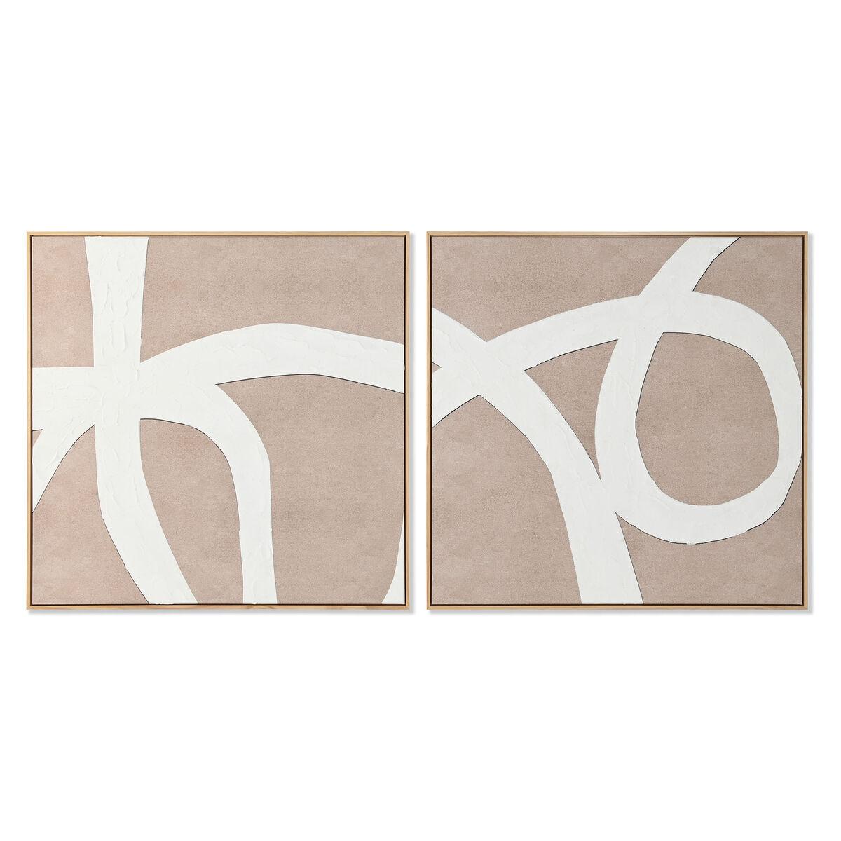 Hvid Maleri Home Esprit Beige Abstrakt 103 103 Enheder - Maleri  - 8424002190910
