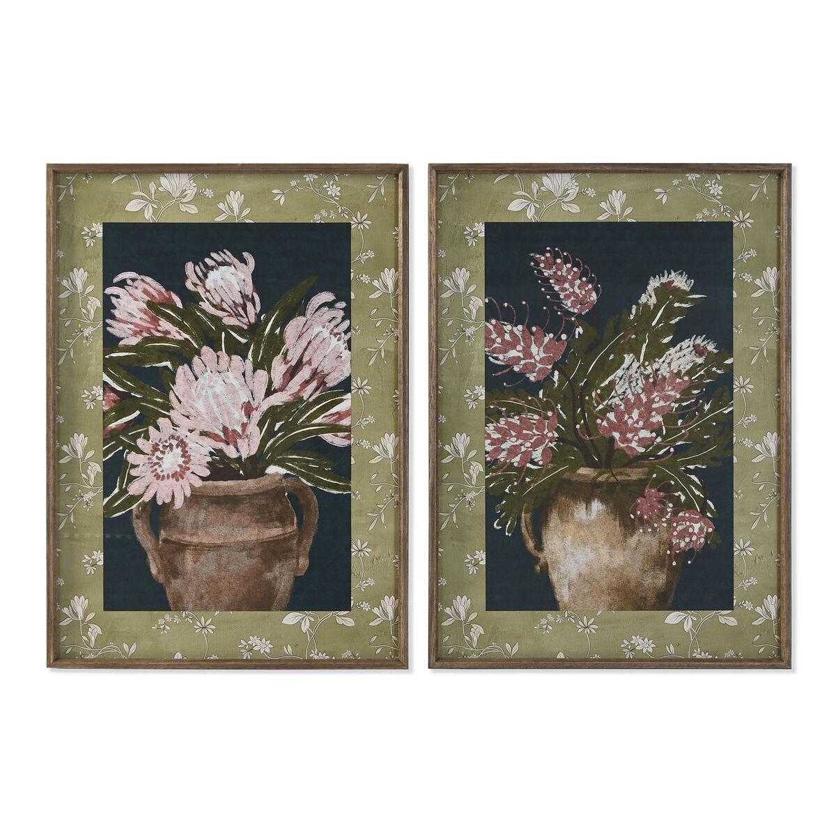 Grøn Maleri Home Esprit Blå Pink Shabby Chic Vase Enheder - Maleri  - 8424002184872