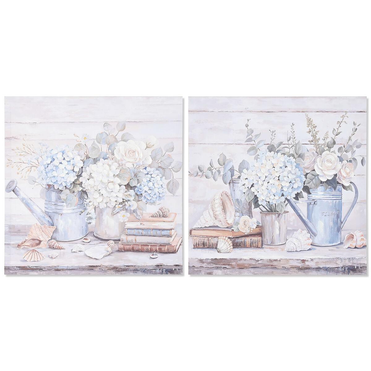 Maleri Home Esprit Blå Grå Shabby Chic Hortensia Enheder - Maleri  - 8424002189402