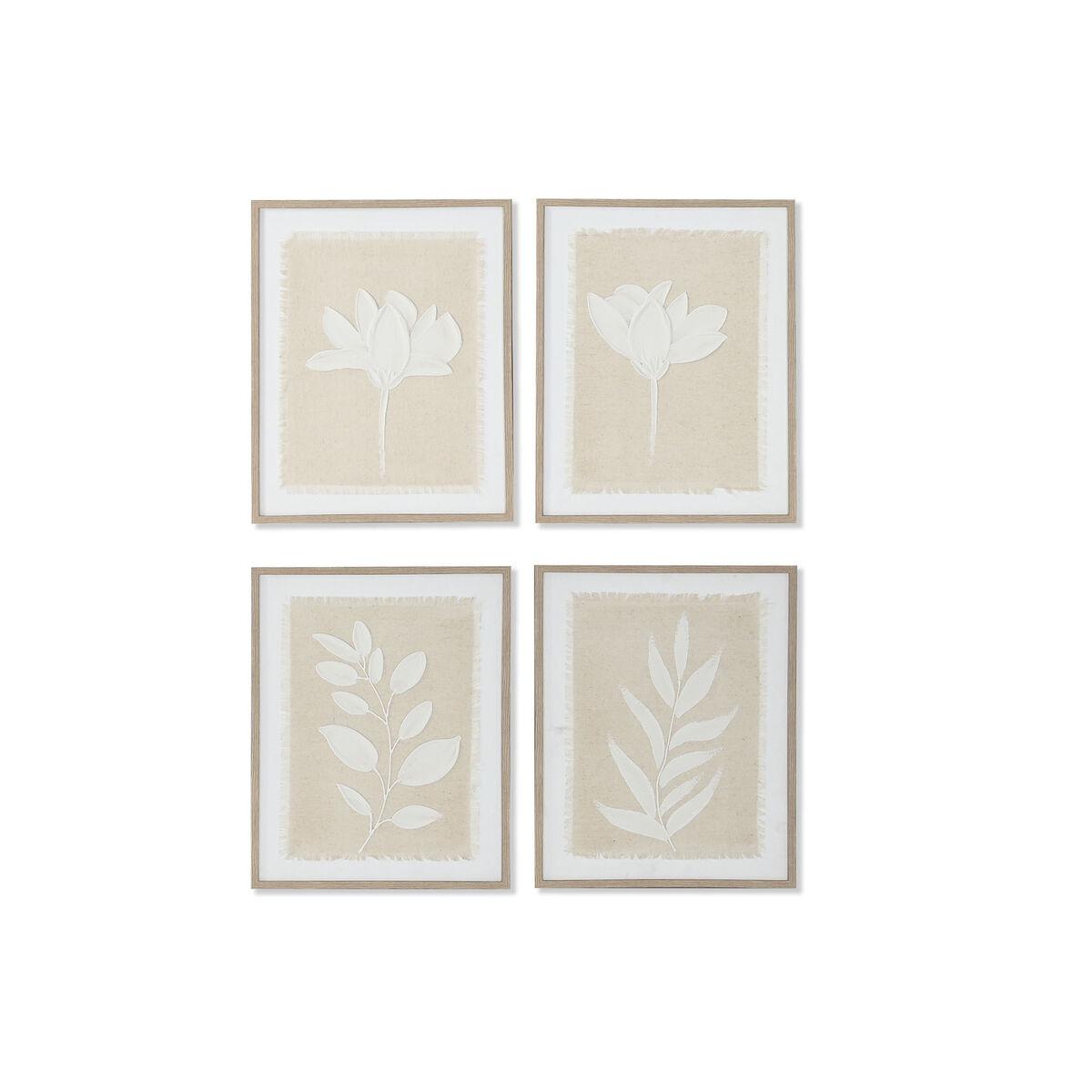 Hvid Maleri Home Esprit Beige Skandinavisk Botaniske Planter Enheder - Maleri  - 8424002161095