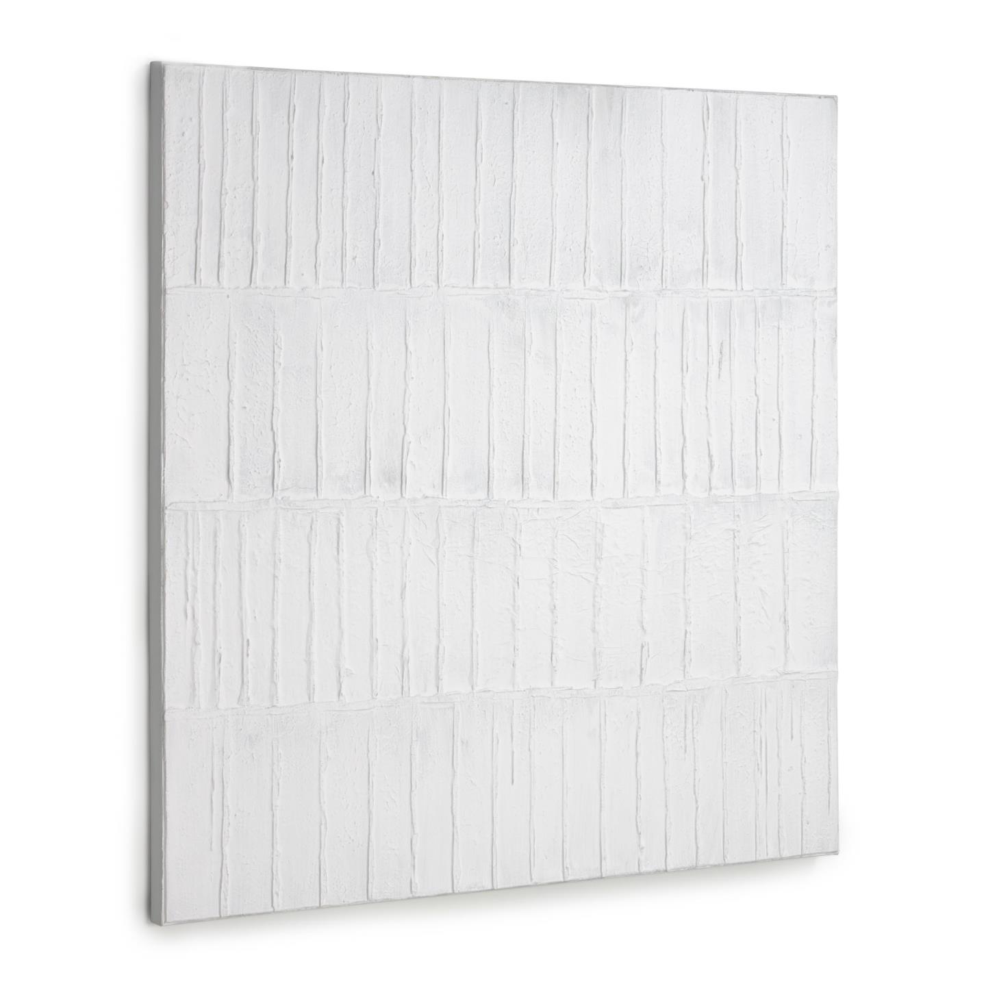 Hvid Kave Home Basilisa Maleri Kvadratisk Grå Akrylmaling Lærred 90x90 - Kave Home Maleri  - 8433840586199