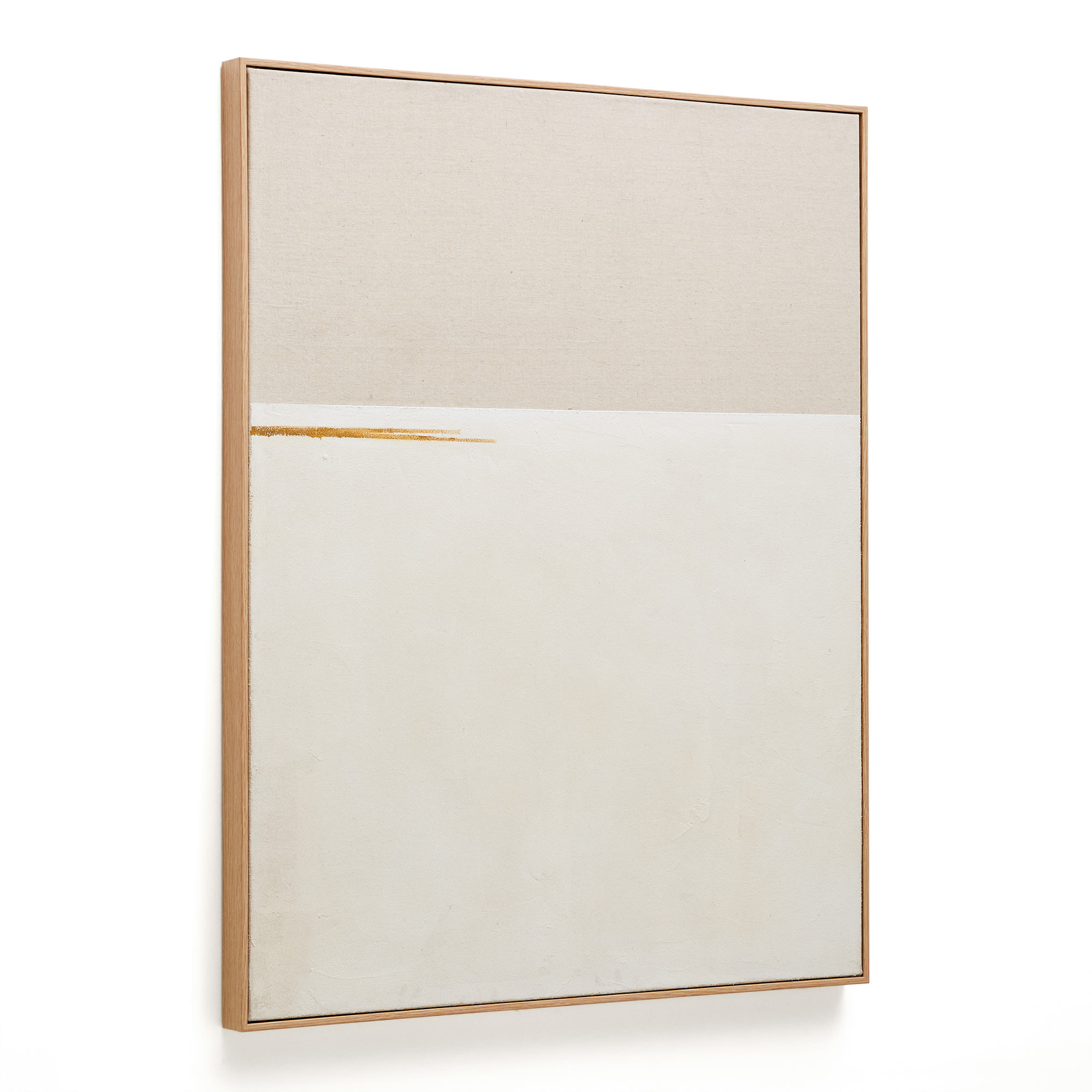 Beige Kave Home Salin Abstrakt Maleri Med Vandret Linnedstribe Rektangulær Heige Lærred 80x100 - Kave Home Maleri  - 8433840903415
