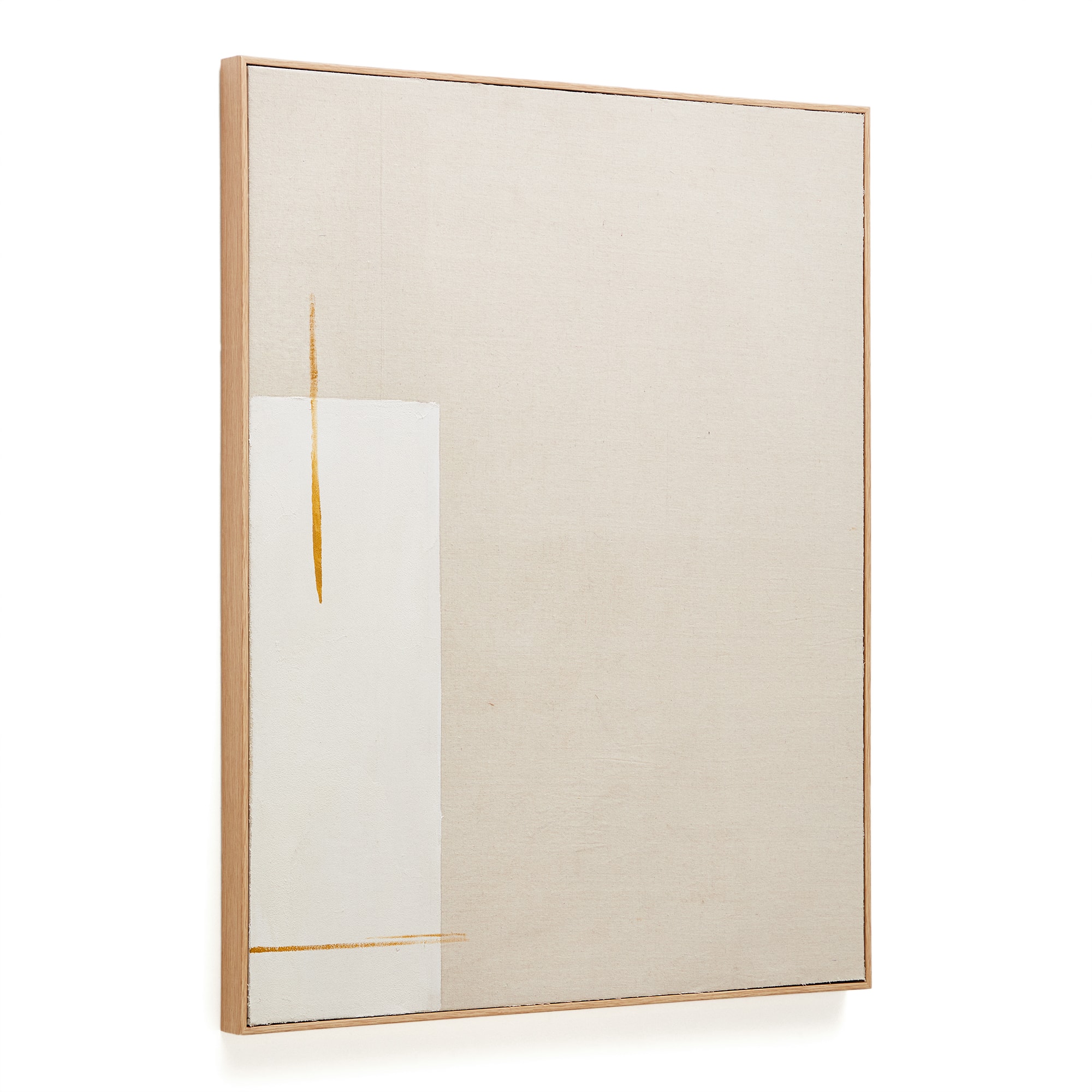 Beige Kave Home Salin Abstrakt Maleri Med Lodret Hørstribe Rektangulær Lærred 80x100 - Kave Home Maleri  - 8433840903422