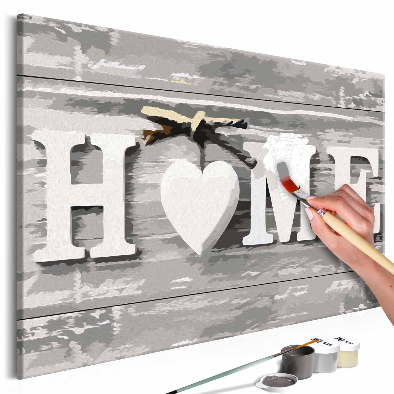Hvid Artgeist Diy Home Letters Maleri T Lærred Inkl Maling Pensler 40x60 - Artgeist Maleri  - 5903301902859