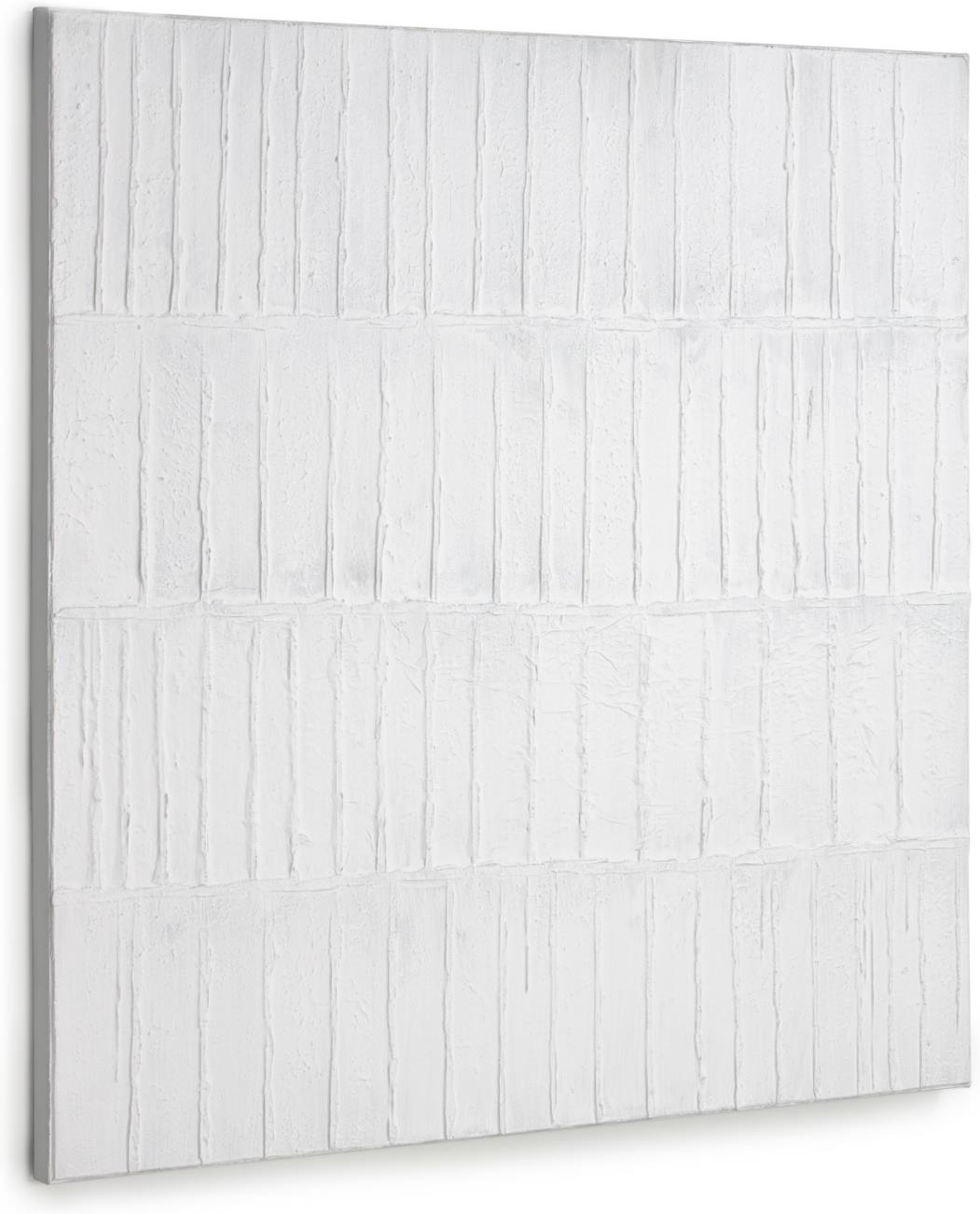 Hvid Maleri Lærred Kave Home Basilisa 90x90 Håndlavet Minimalistisk Vægkunst - Kave Home Maleri  - 8433840586199