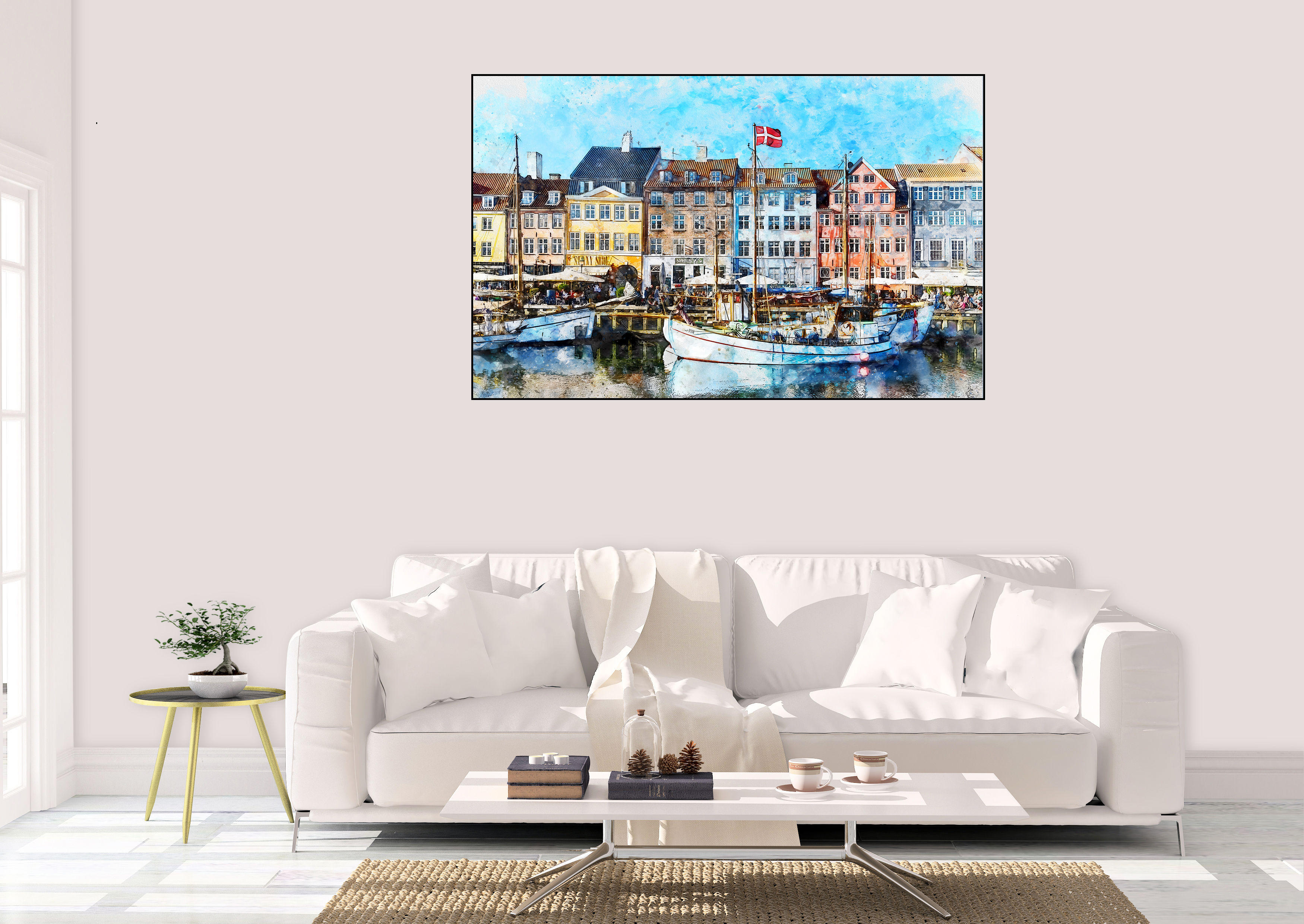 Nyhavn Maleri Plakat Lærred - Just Karikatur Maleri