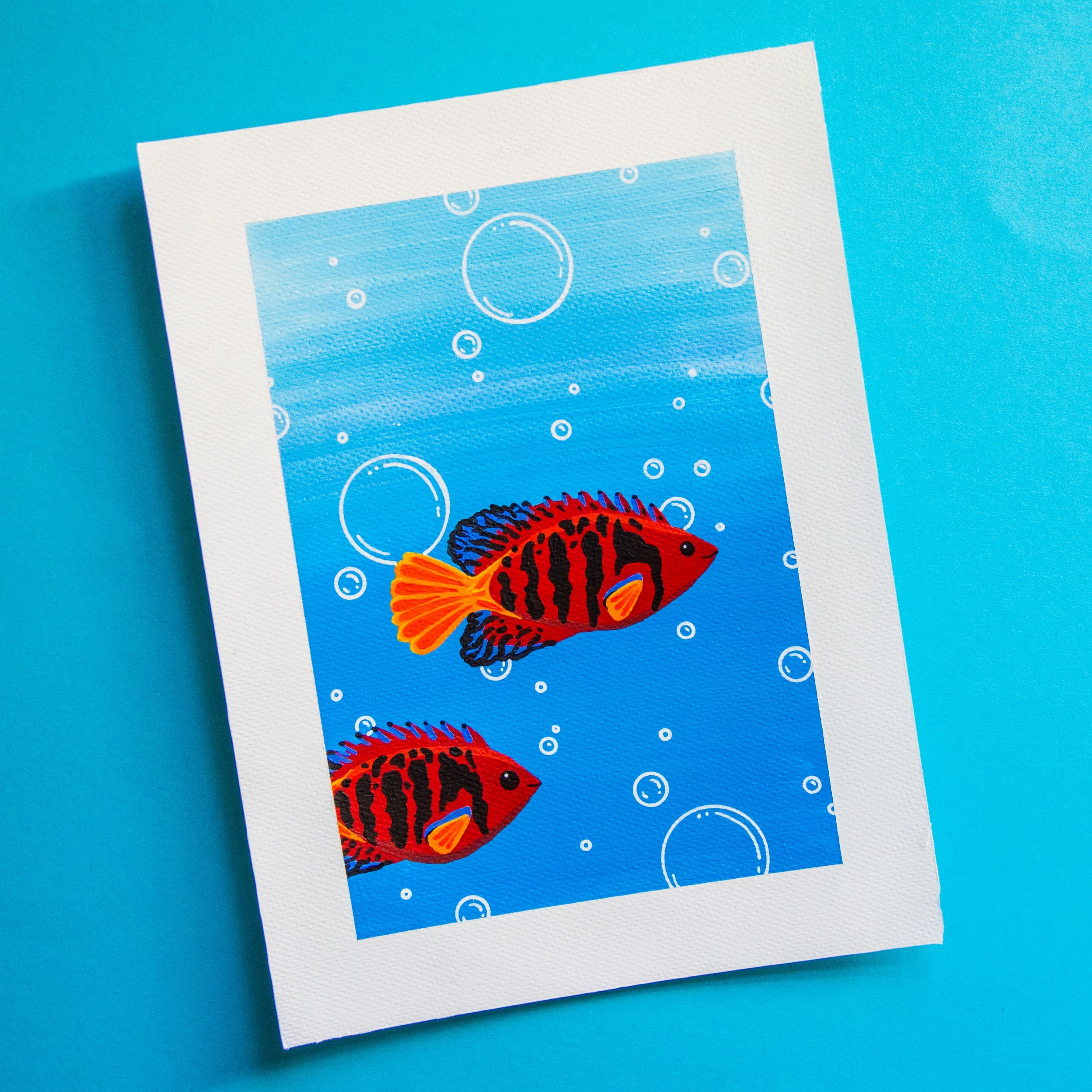 Originalt Maleri 18x24 & Fisken Larsamp - Niah Design Maleri